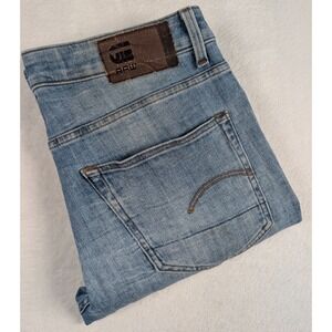 G Star Raw 3301 Slim Jeans Mens 32/34 Med Wash Stretch Denim